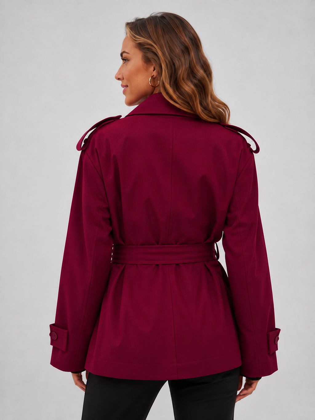 Trench Court Bordeaux Femme