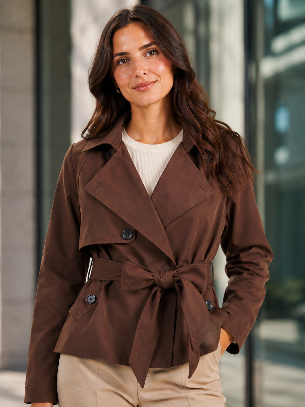 Trench Coat Court Marron