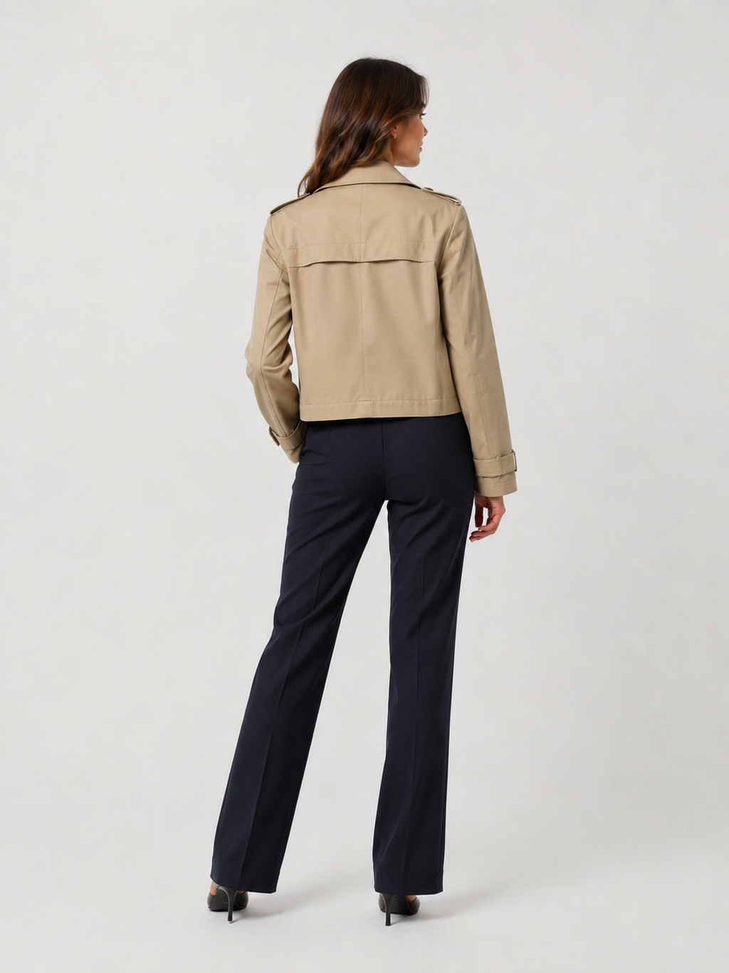 Trench Court Femme Beige Clair