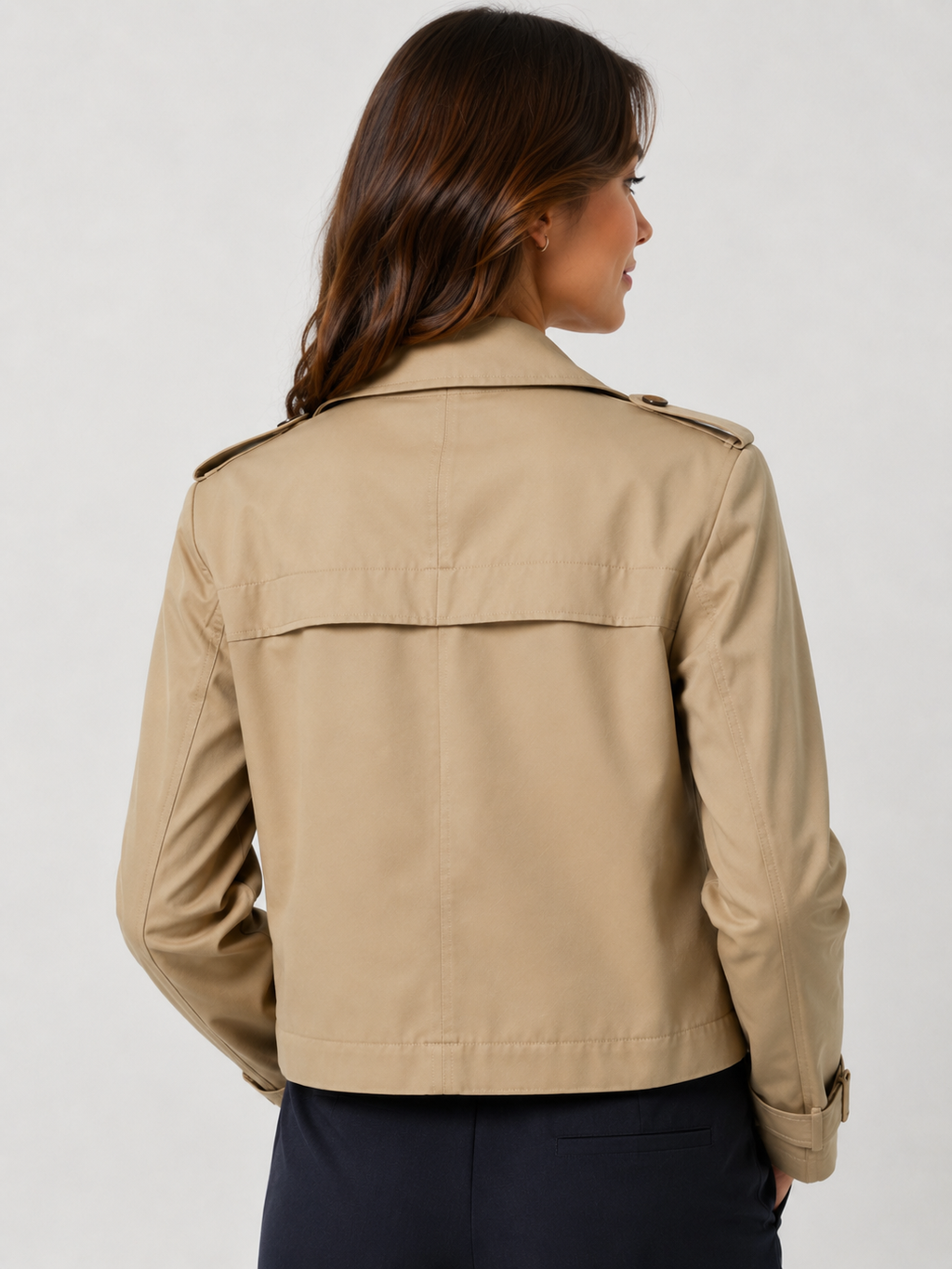 Trench Court Femme Beige Clair