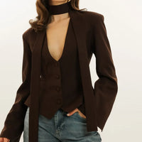 Blazer Marron Cintrée Femme