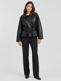 Veste Cuir Noir Courte Femme